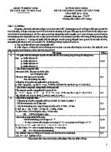 Đáp án đề thi chọn học sinh giỏi cấp tỉnh Sinh học 12 - Năm học 2016-2017 - Sở GD & ĐT Bắc Ninh